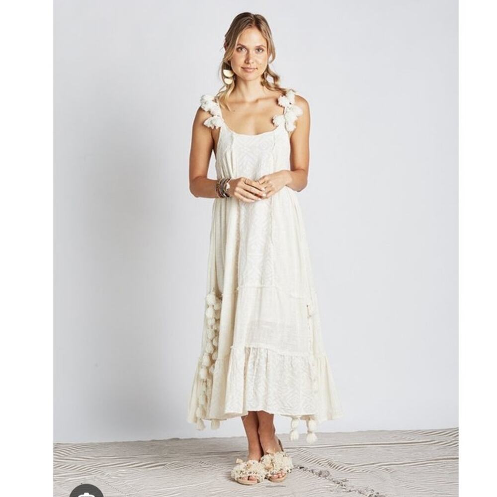 Z&L Boho Ivory Maxi Dress Medium EUC